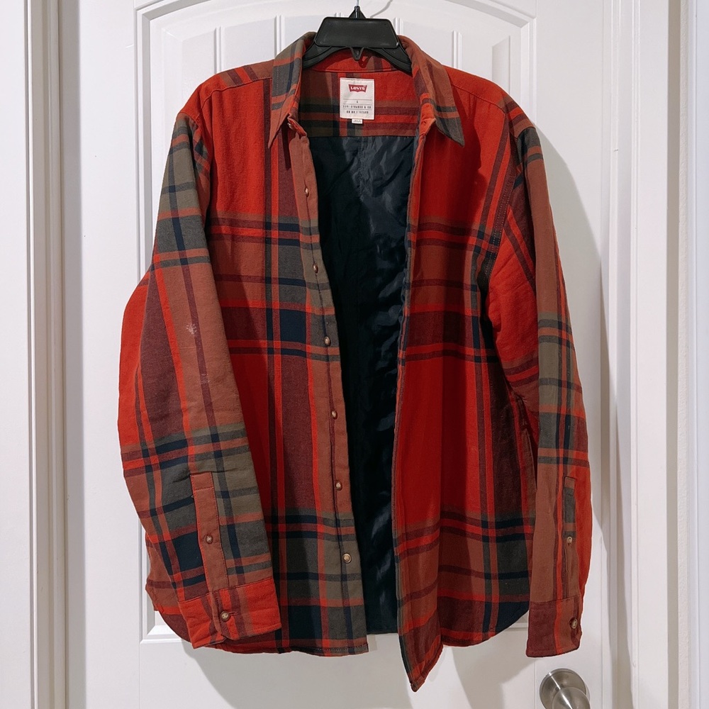 Levi's Down Cotton Flannel Crumb winter Jacket with quilted coat lined  size L
